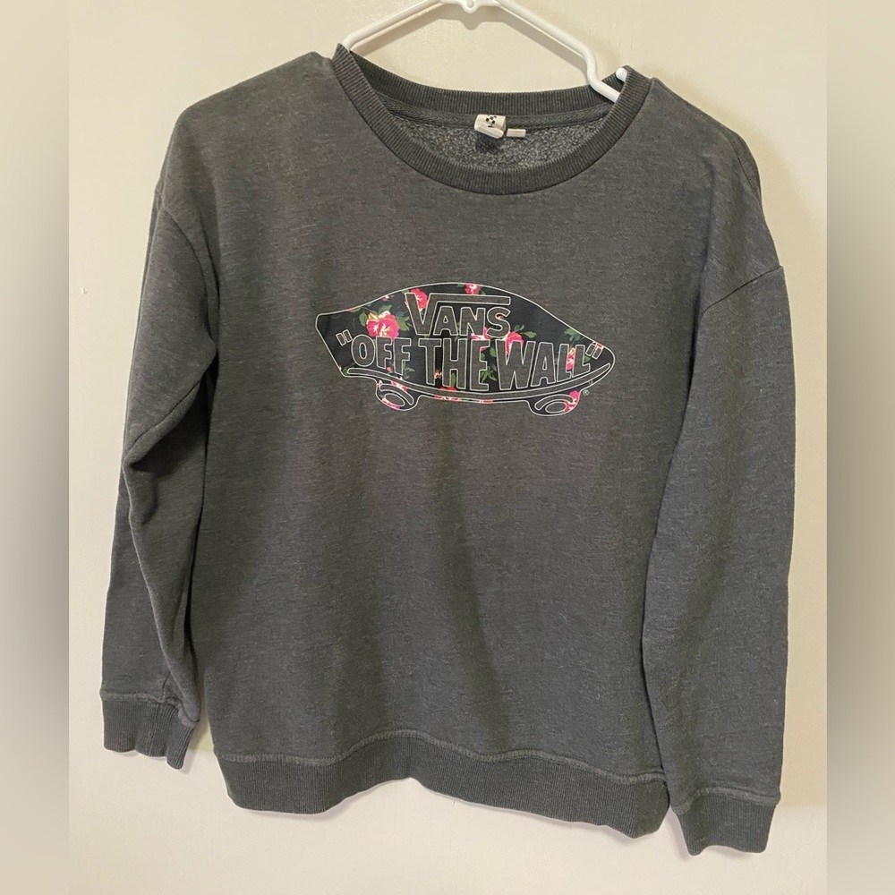 Vans Off The Wall Gray Pullover Crewneck Sweatshirt Size XS Unisex